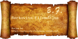 Berkovits Filoména névjegykártya